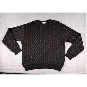 Pronto Uomo Mens Merino Wool Blend Sweater XL Black Crewneck Career Classic Dad